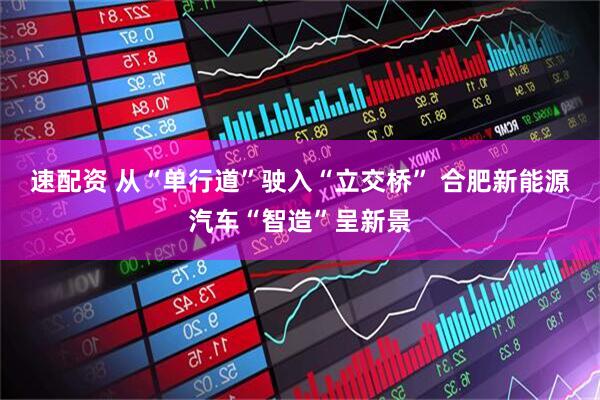 速配资 从“单行道”驶入“立交桥” 合肥新能源汽车“智造”呈新景